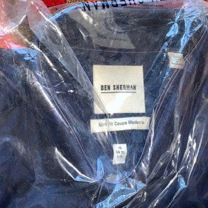 NEW Ben Sherman Blue Camo Dress Shirt Men's Size 16, 34/35 LARGE long sleeved